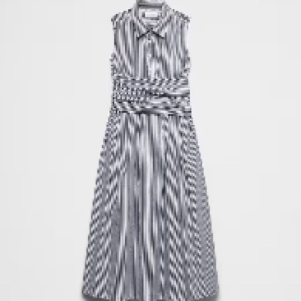 Banana Republic Factory Black and White Striped Sleeveless Shirt Dress - Picture 2 of 4
